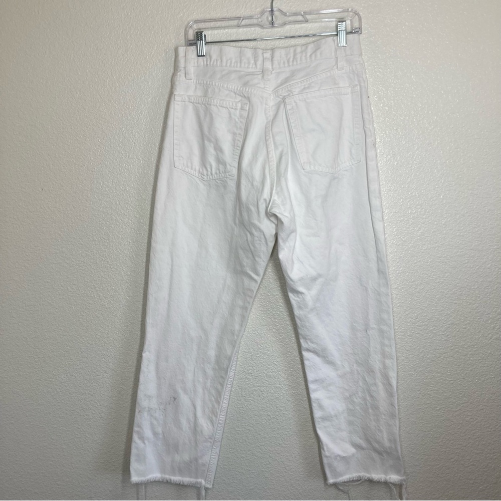 Mango Havana Straight Cropped High Waist Jeans Size 8 White Cotton Button Fly - Picture 11 of 16